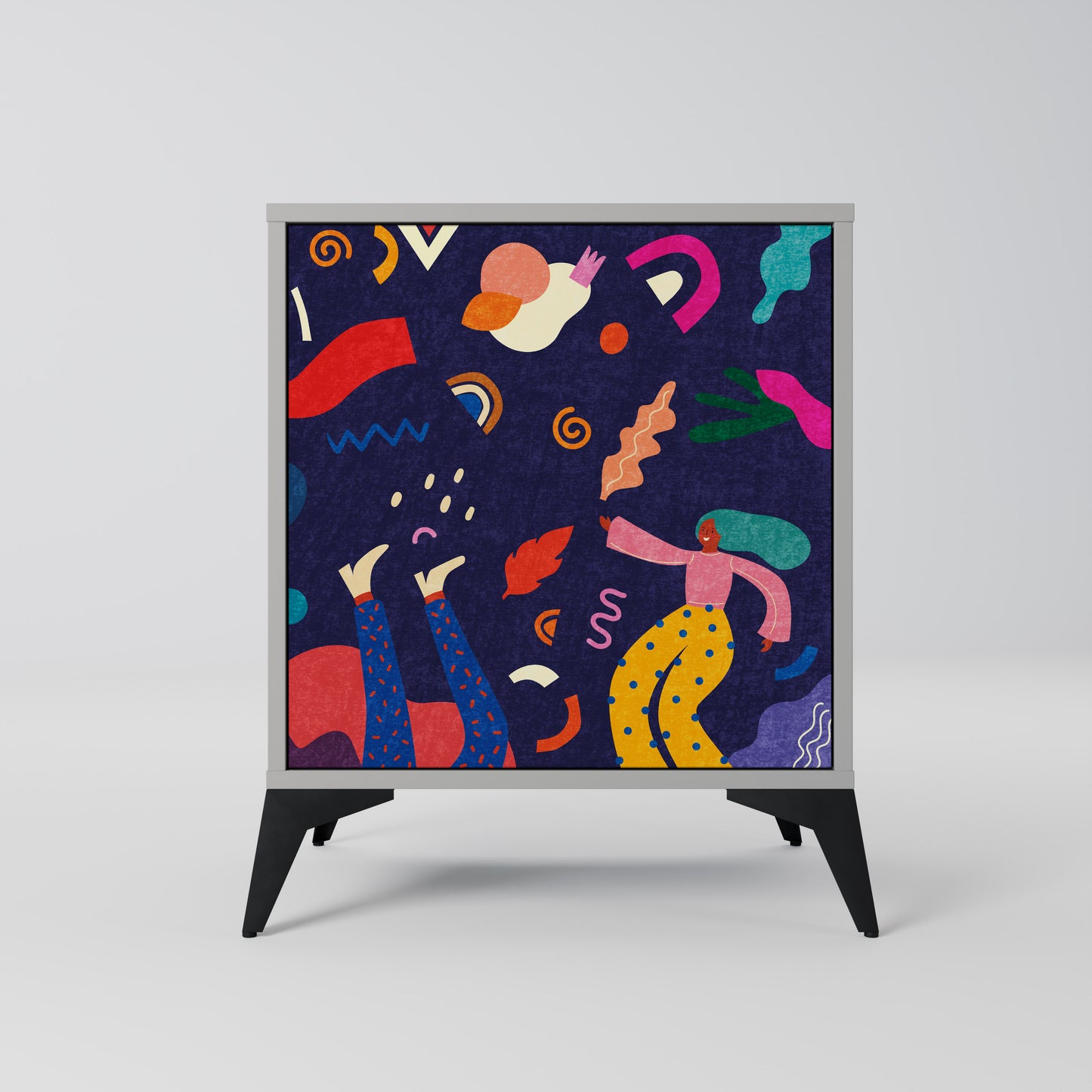 FESTIVE PLEASURES Credenza a 1 anta con finitura grigia