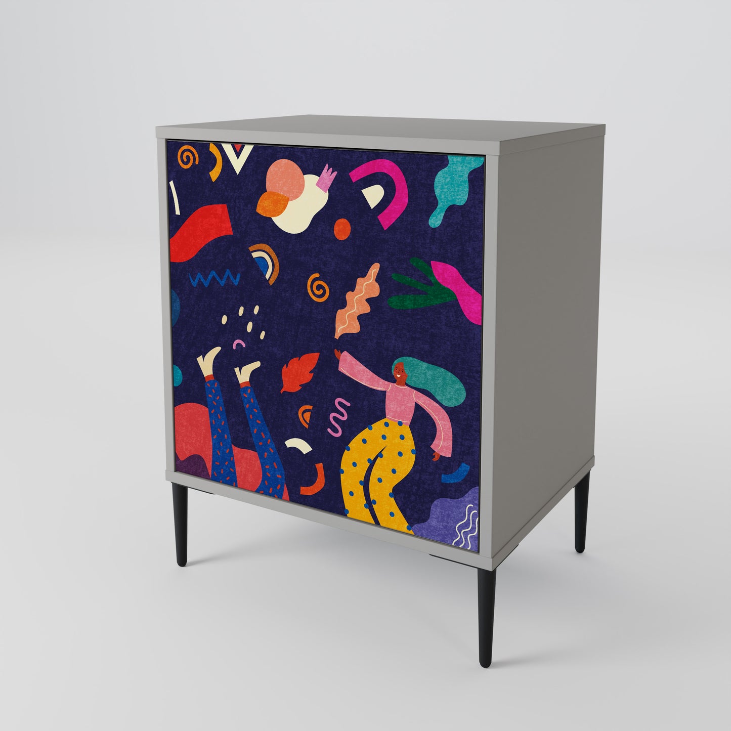 FESTIVE PLEASURES Credenza a 1 anta con finitura grigia