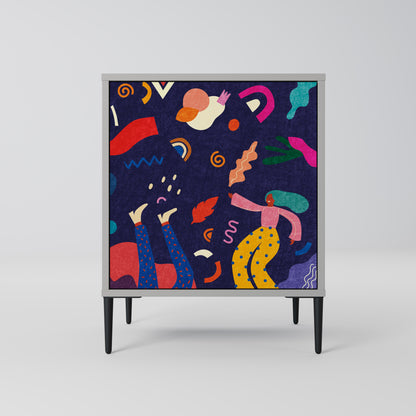 FESTIVE PLEASURES Credenza a 1 anta con finitura grigia