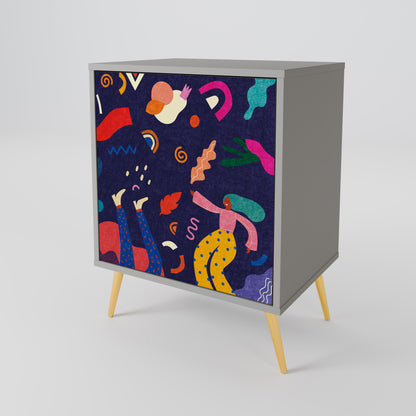 FESTIVE PLEASURES Credenza a 1 anta con finitura grigia