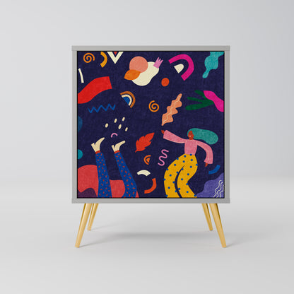 FESTIVE PLEASURES Credenza a 1 anta con finitura grigia