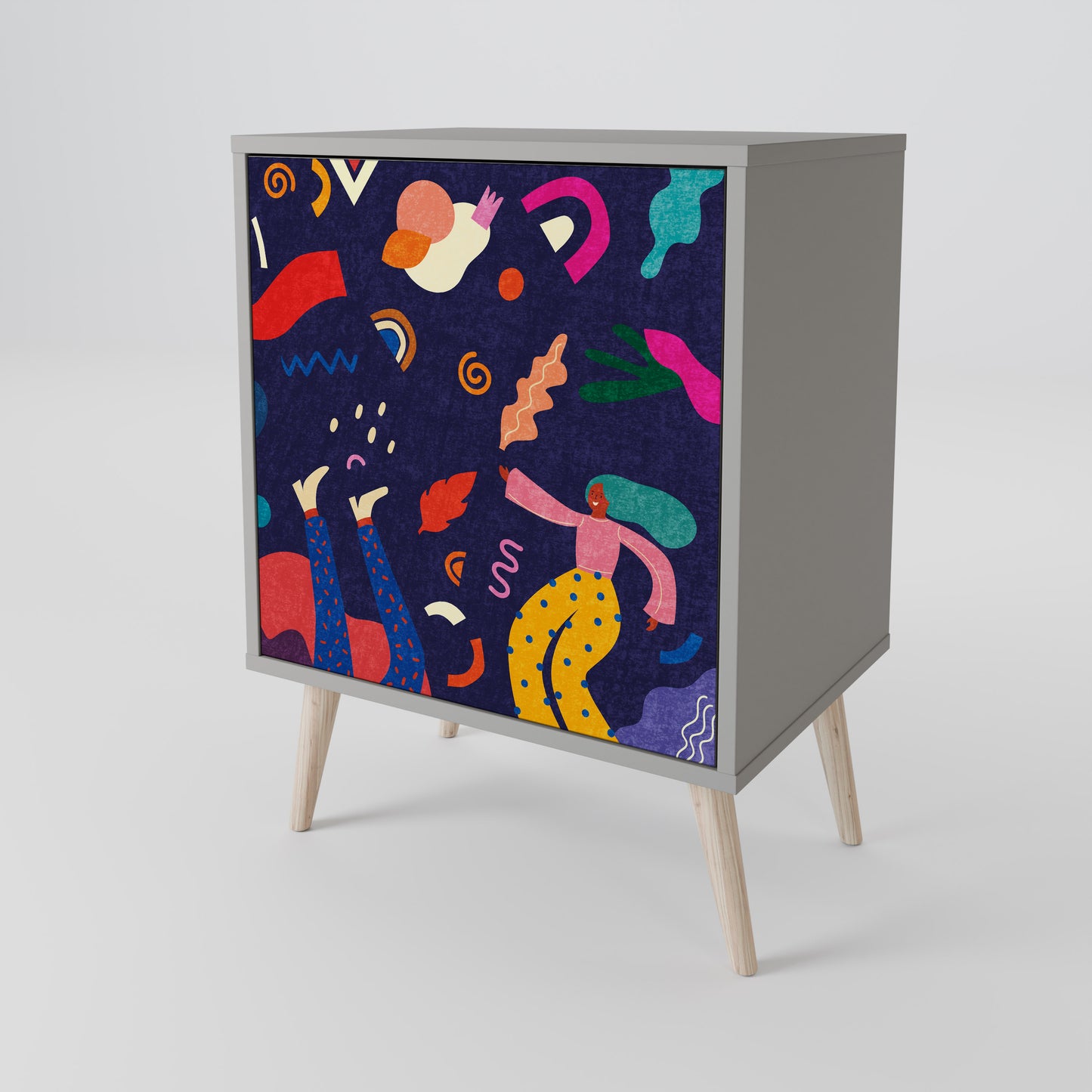FESTIVE PLEASURES Credenza a 1 anta con finitura grigia