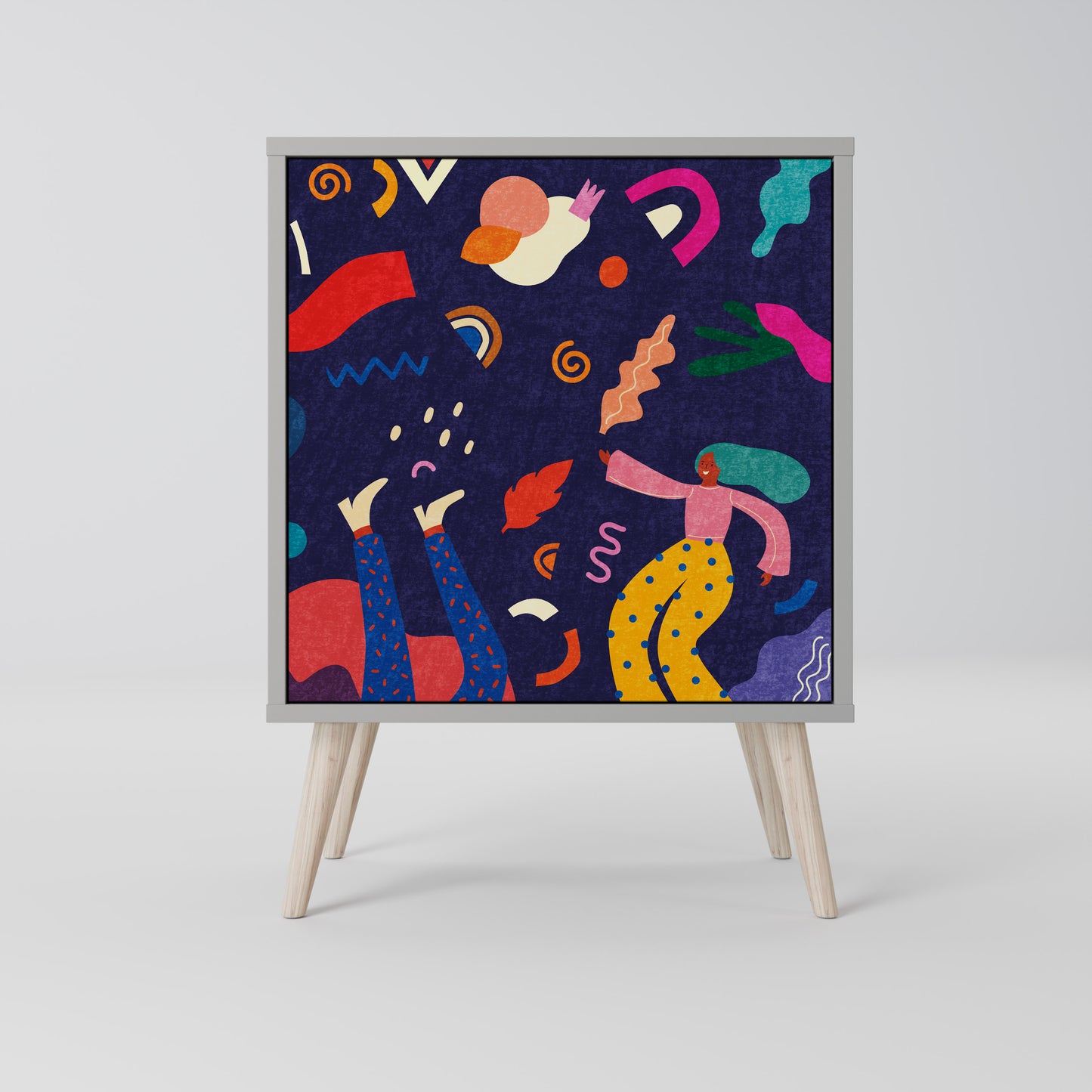 FESTIVE PLEASURES Credenza a 1 anta con finitura grigia