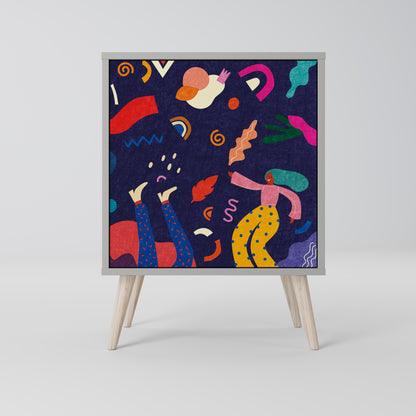 FESTIVE PLEASURES Credenza a 1 anta con finitura grigia