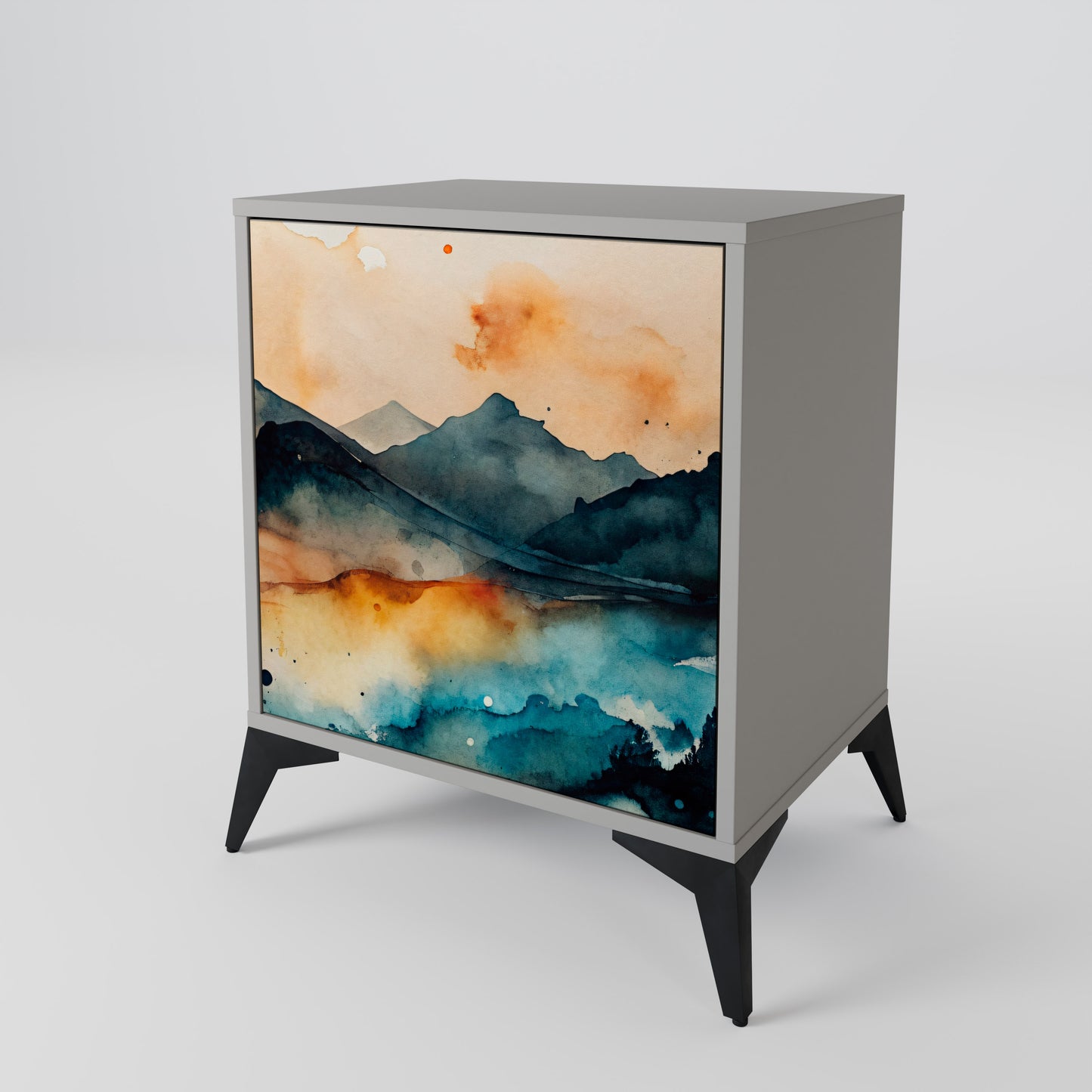 Credenza a 1 anta OMINOUS MOUNTAINS con finitura grigia