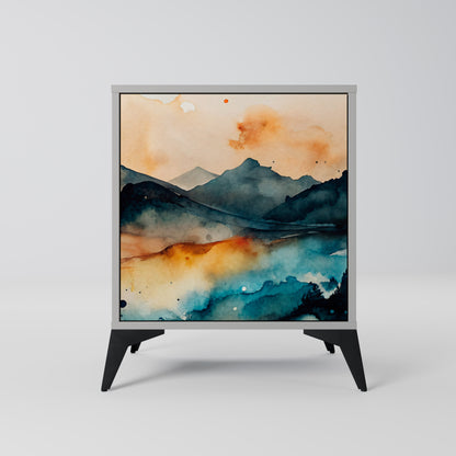 Credenza a 1 anta OMINOUS MOUNTAINS con finitura grigia