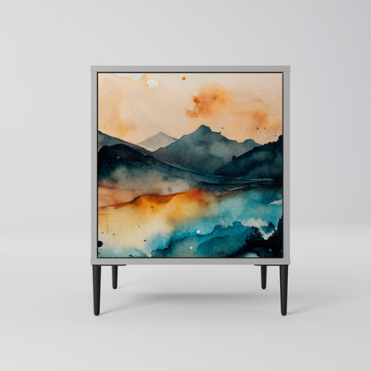 Credenza a 1 anta OMINOUS MOUNTAINS con finitura grigia