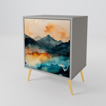 Credenza a 1 anta OMINOUS MOUNTAINS con finitura grigia