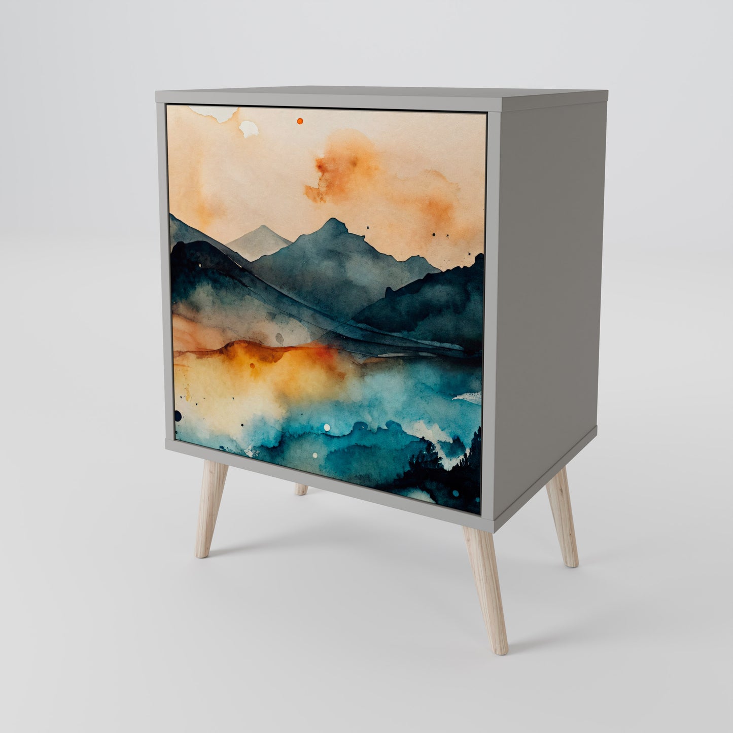 Credenza a 1 anta OMINOUS MOUNTAINS con finitura grigia