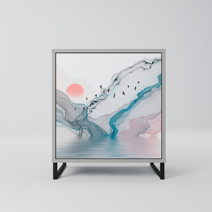 Credenza VELVET CROSSING a 1 anta con finitura grigia