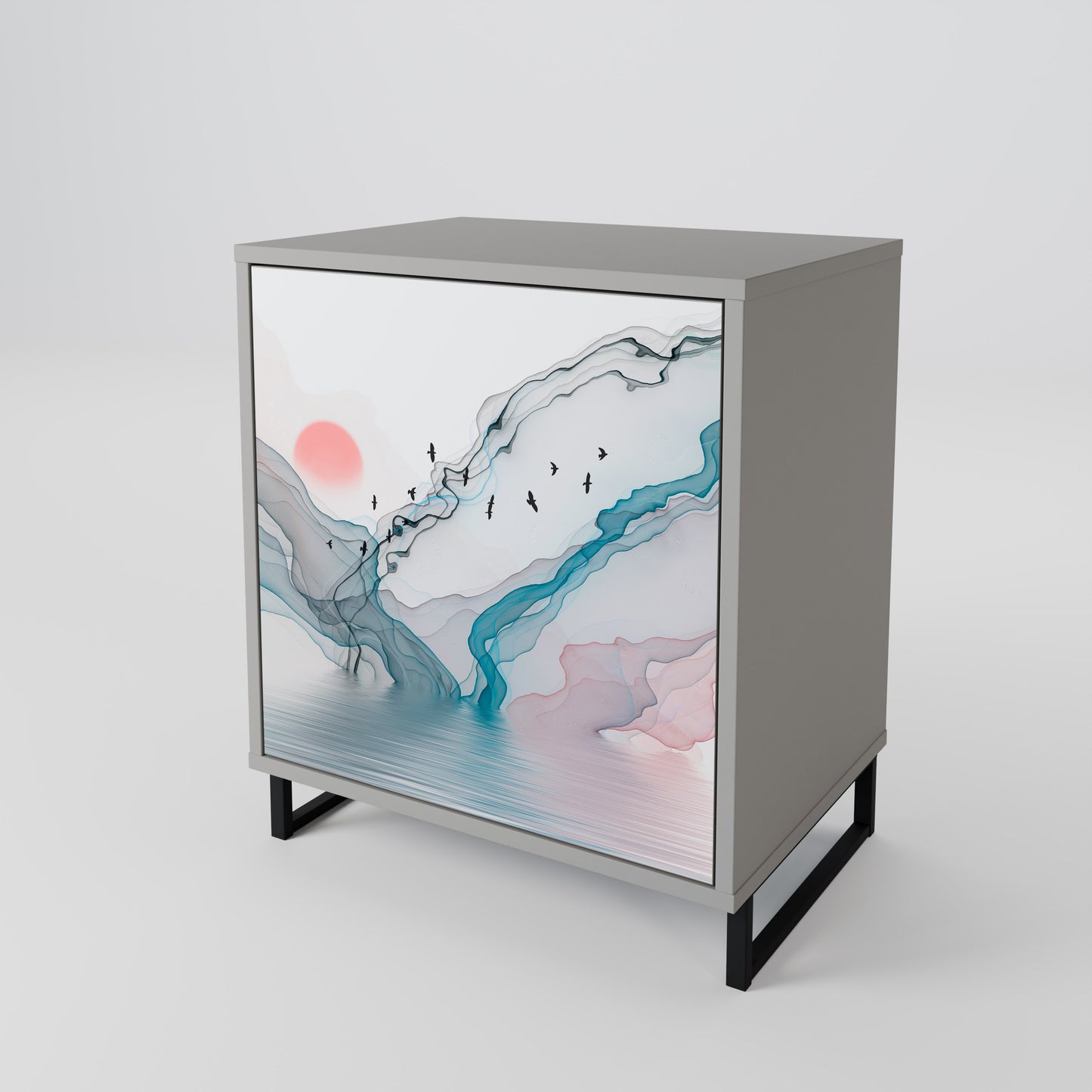 Credenza VELVET CROSSING a 1 anta con finitura grigia