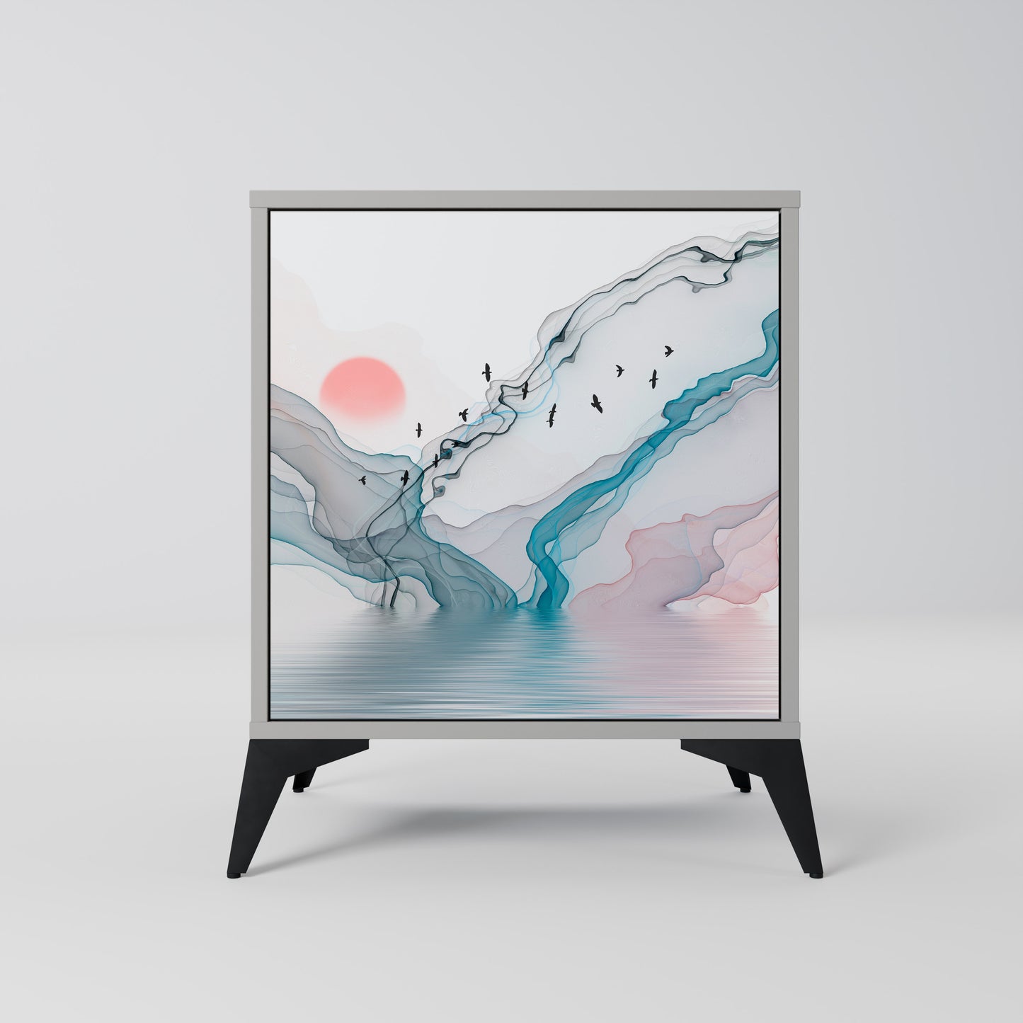 Credenza VELVET CROSSING a 1 anta con finitura grigia