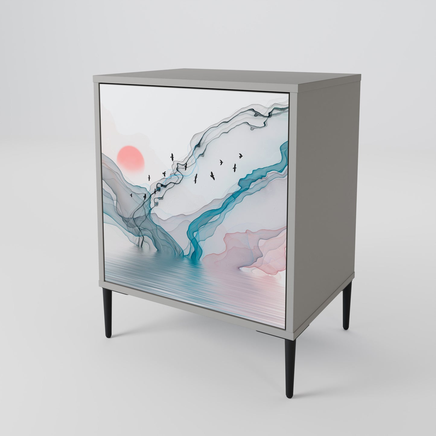 Credenza VELVET CROSSING a 1 anta con finitura grigia