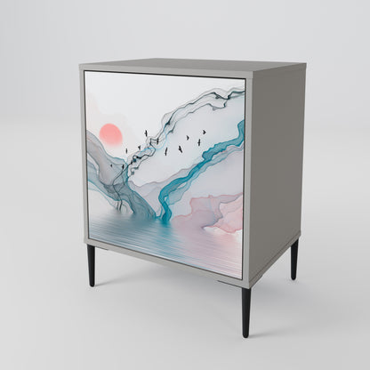 Credenza VELVET CROSSING a 1 anta con finitura grigia