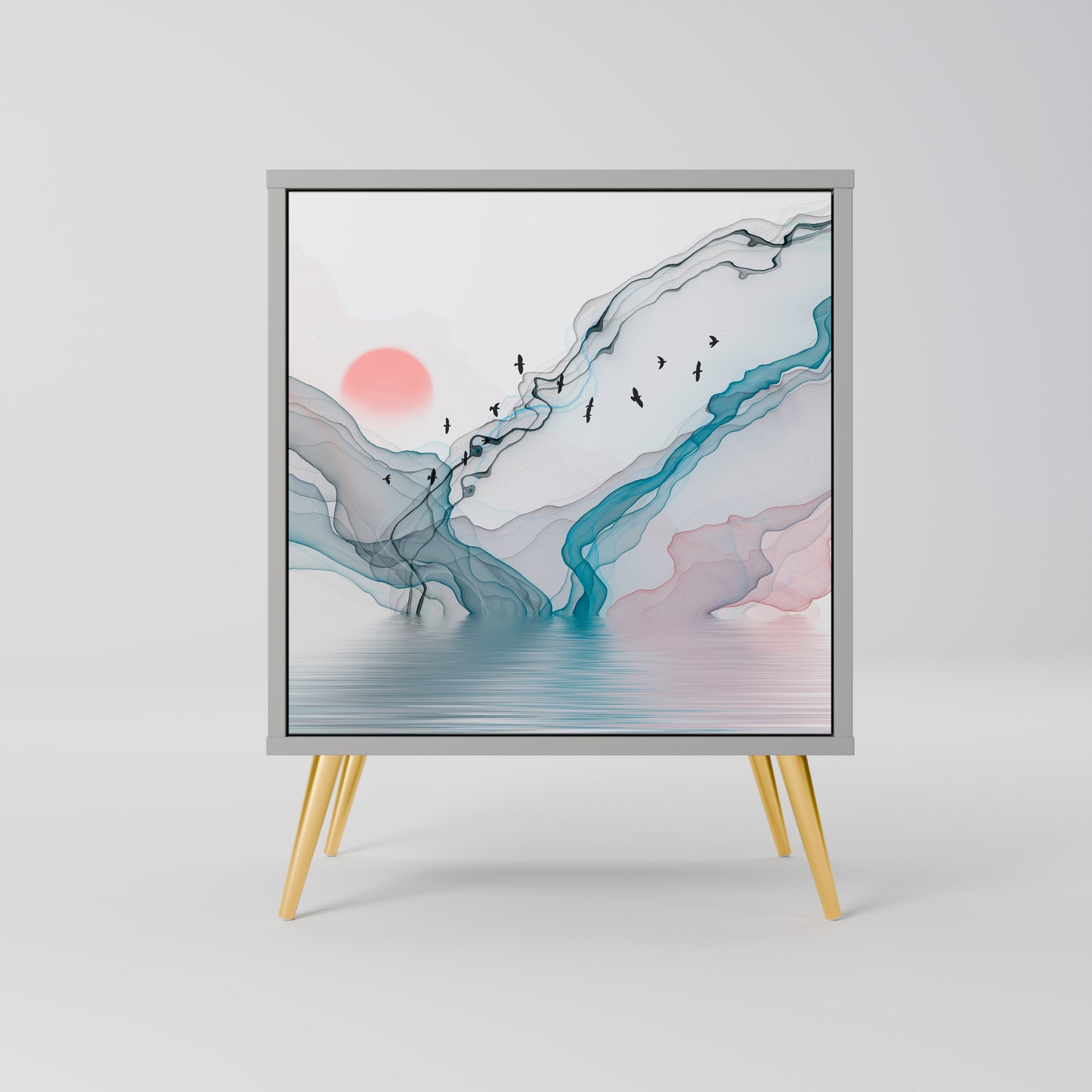 Credenza VELVET CROSSING a 1 anta con finitura grigia