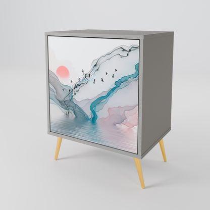 Credenza VELVET CROSSING a 1 anta con finitura grigia