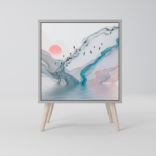 Credenza VELVET CROSSING a 1 anta con finitura grigia