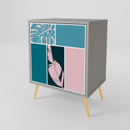 COMBINAZIONE DI FORME Credenza a 1 anta in finitura grigia