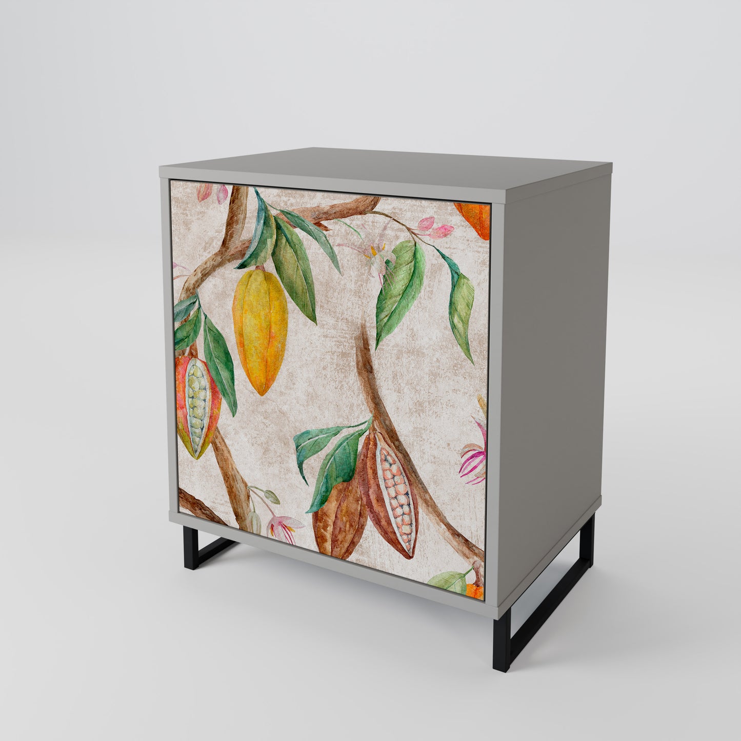 Credenza COCOA FRUITS a 1 anta con finitura grigia
