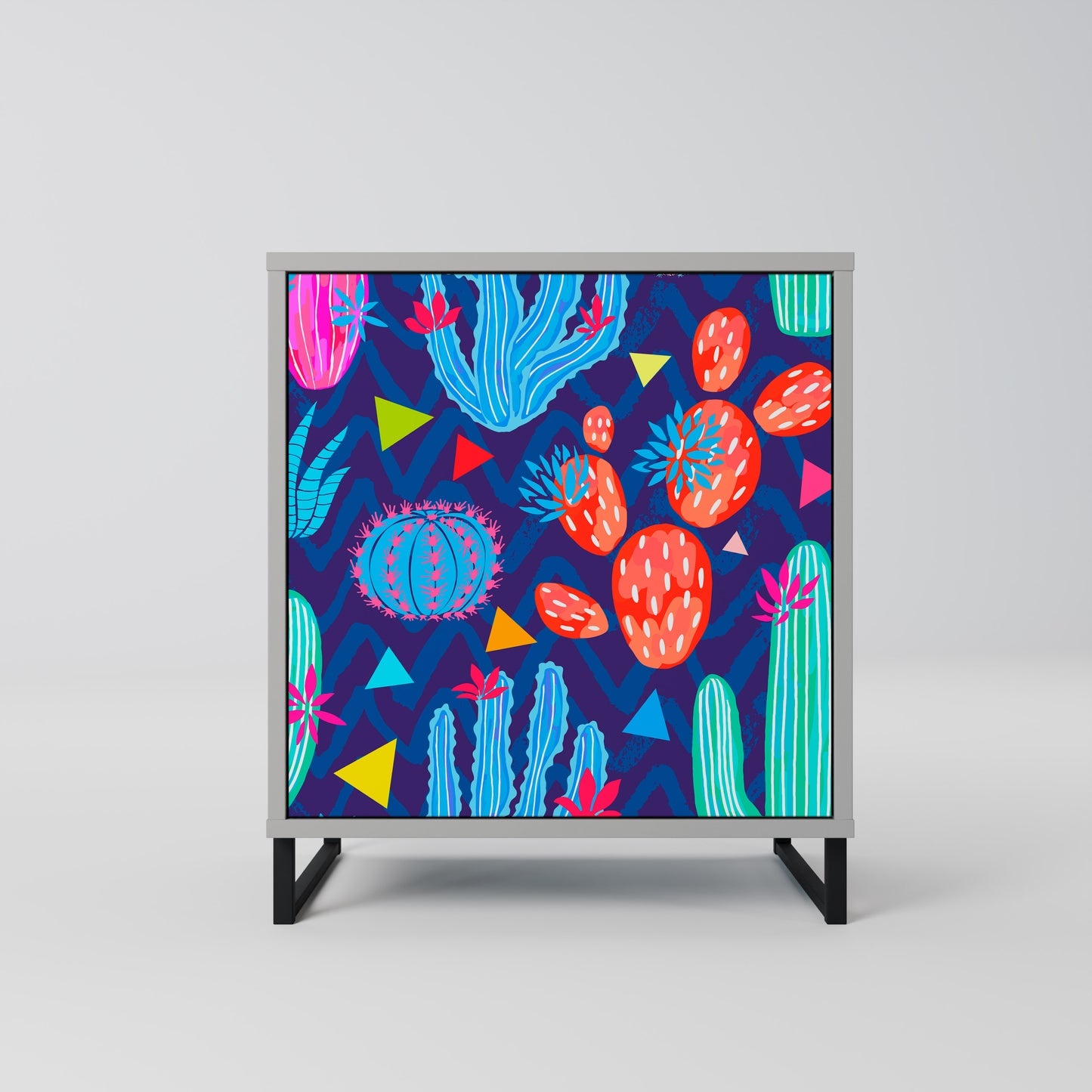 CACTUS VIBES 1-Door Sideboard in Grey Finish