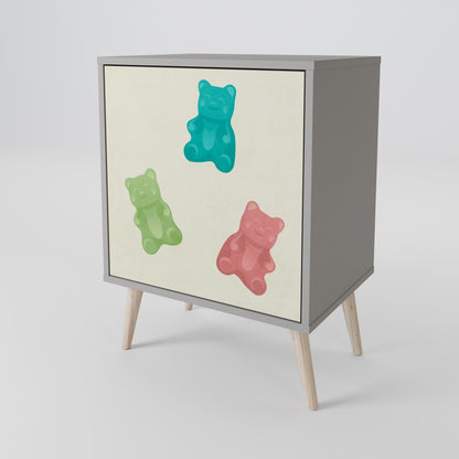 Credenza GUMMY BEARS a 1 anta con finitura grigia