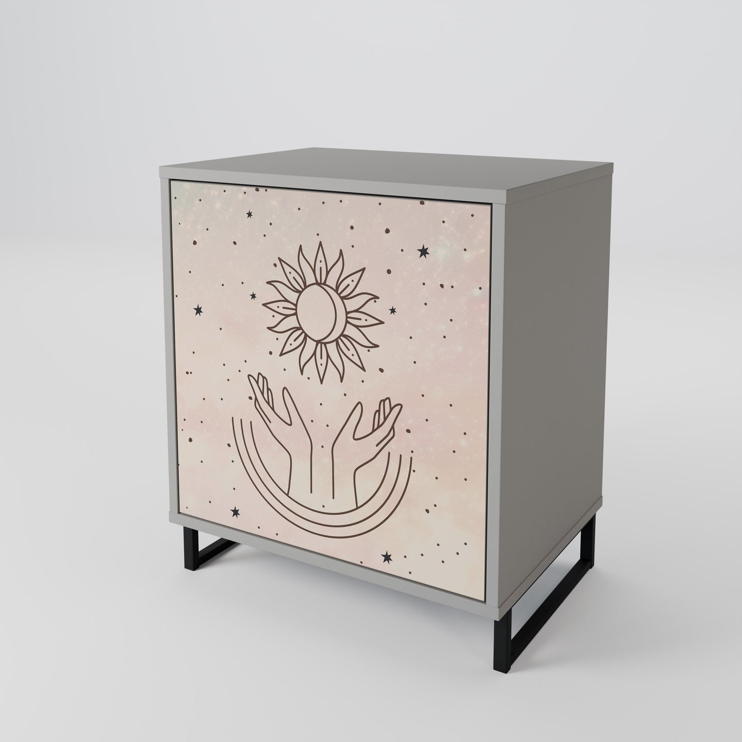 Credenza DELICATE BEAUTY a 1 anta con finitura grigia