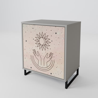Credenza DELICATE BEAUTY a 1 anta con finitura grigia