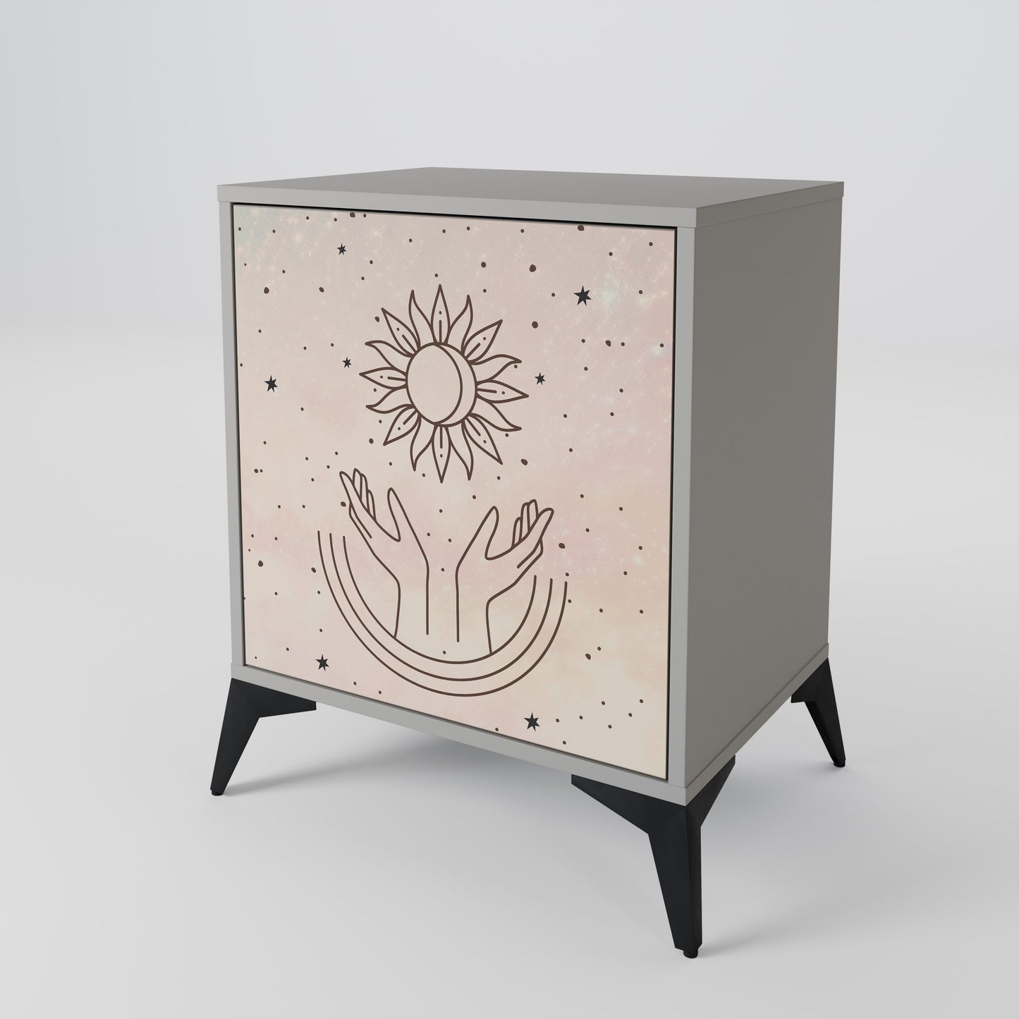 Credenza DELICATE BEAUTY a 1 anta con finitura grigia