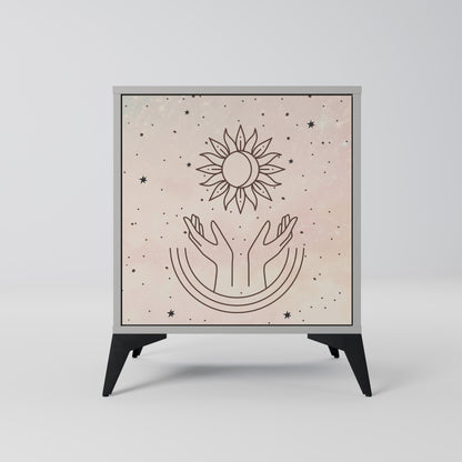 Credenza DELICATE BEAUTY a 1 anta con finitura grigia