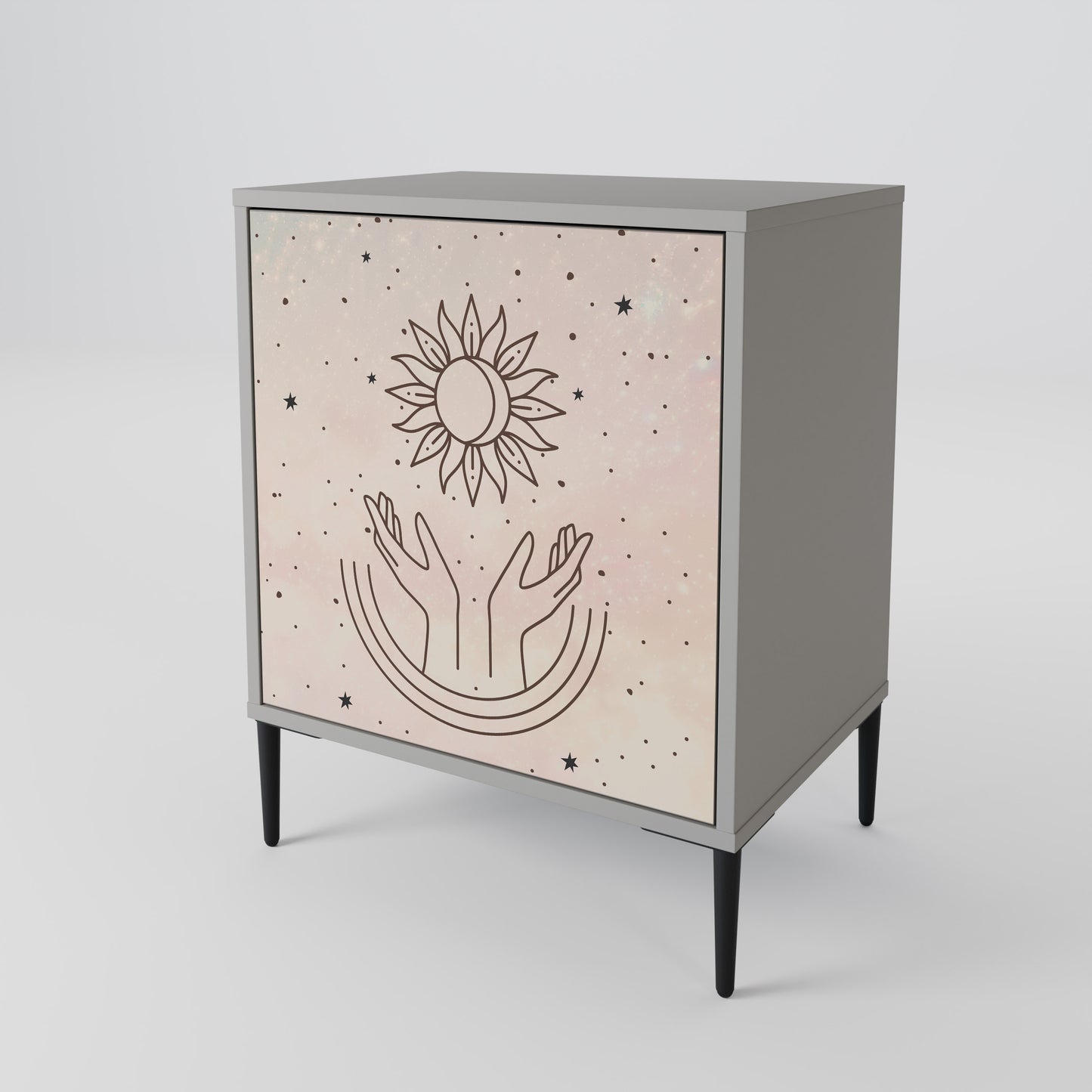 Credenza DELICATE BEAUTY a 1 anta con finitura grigia