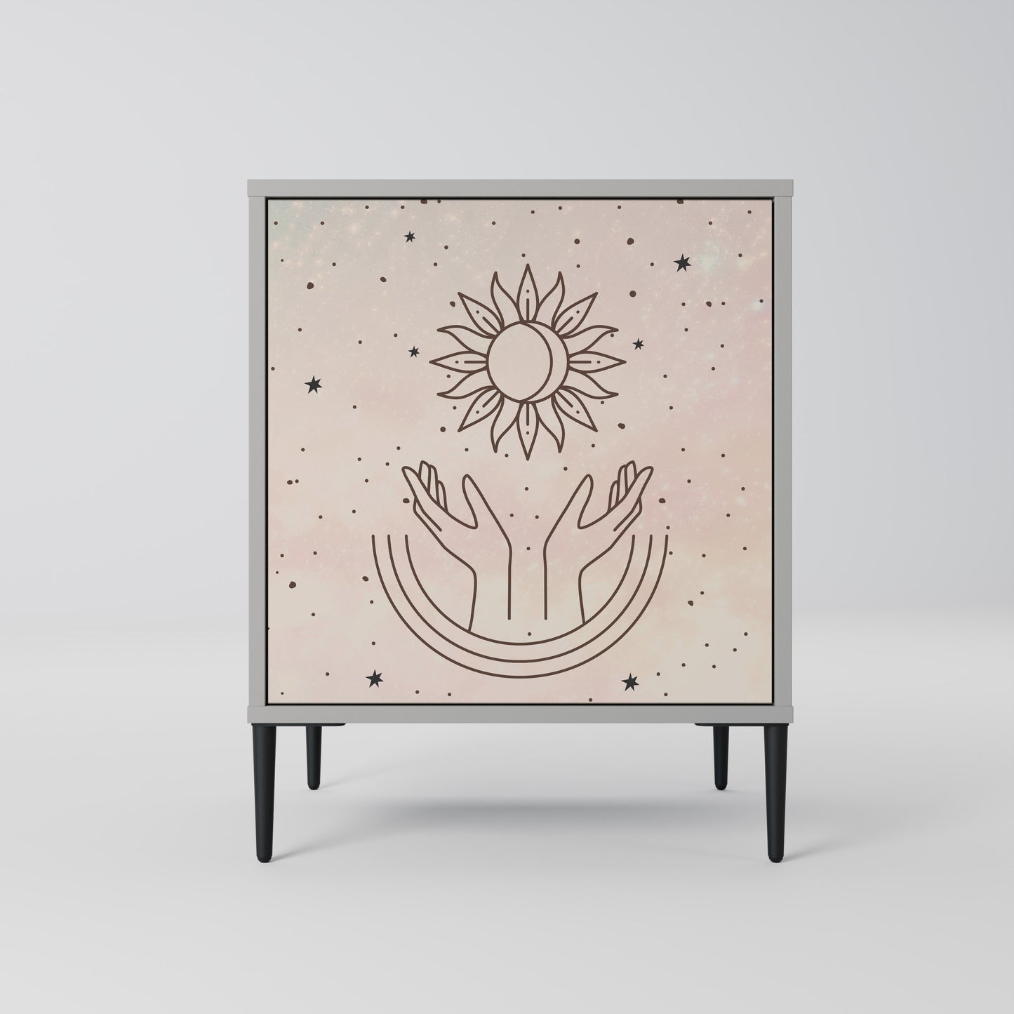 Credenza DELICATE BEAUTY a 1 anta con finitura grigia