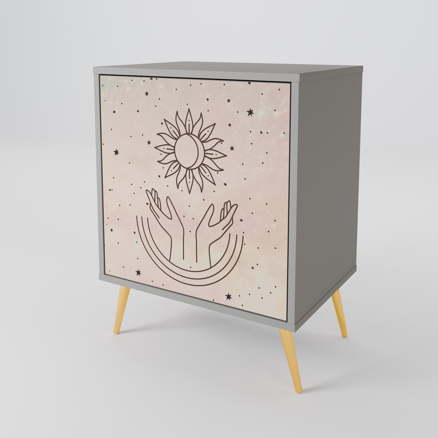 Credenza DELICATE BEAUTY a 1 anta con finitura grigia