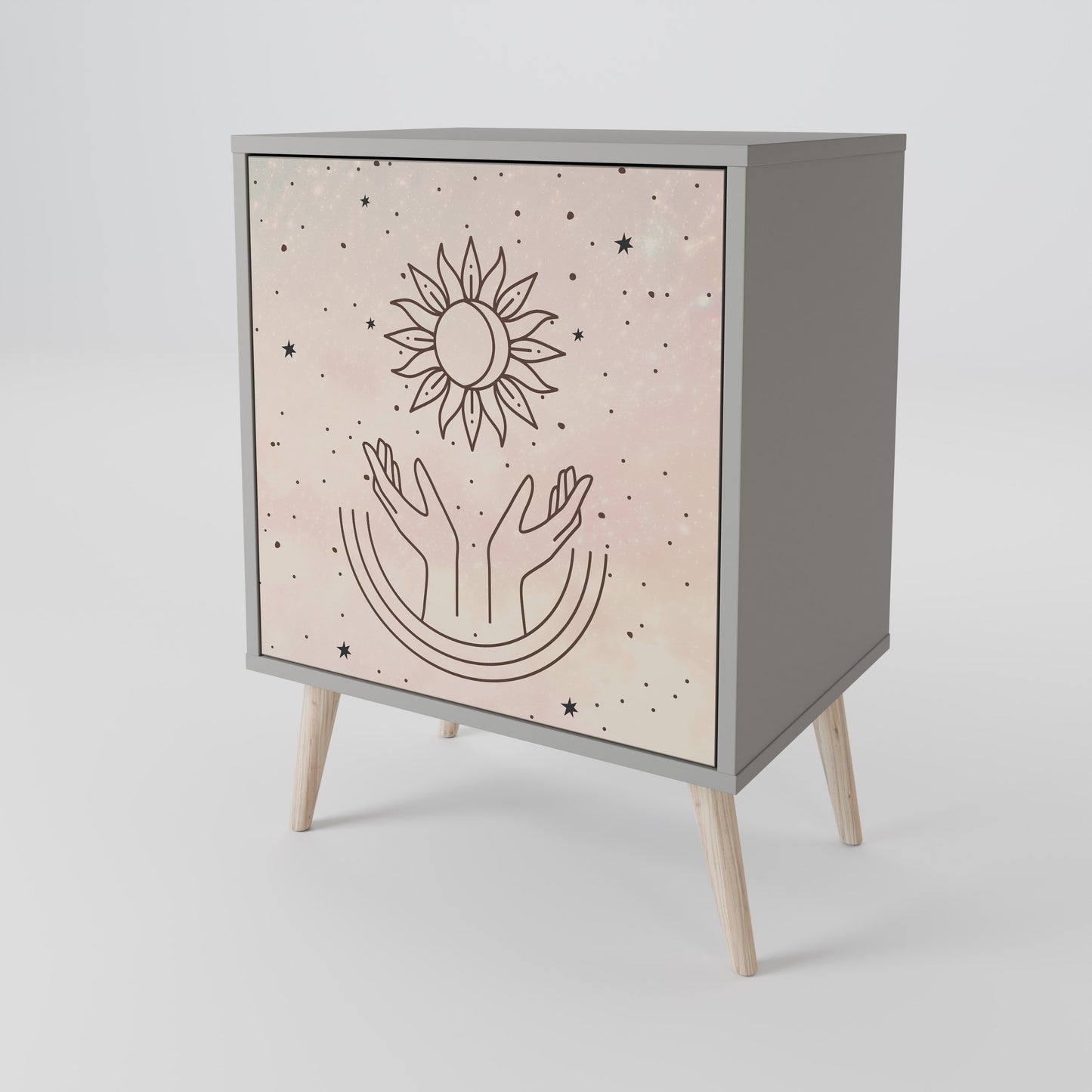 Credenza DELICATE BEAUTY a 1 anta con finitura grigia