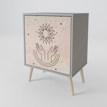 Credenza DELICATE BEAUTY a 1 anta con finitura grigia
