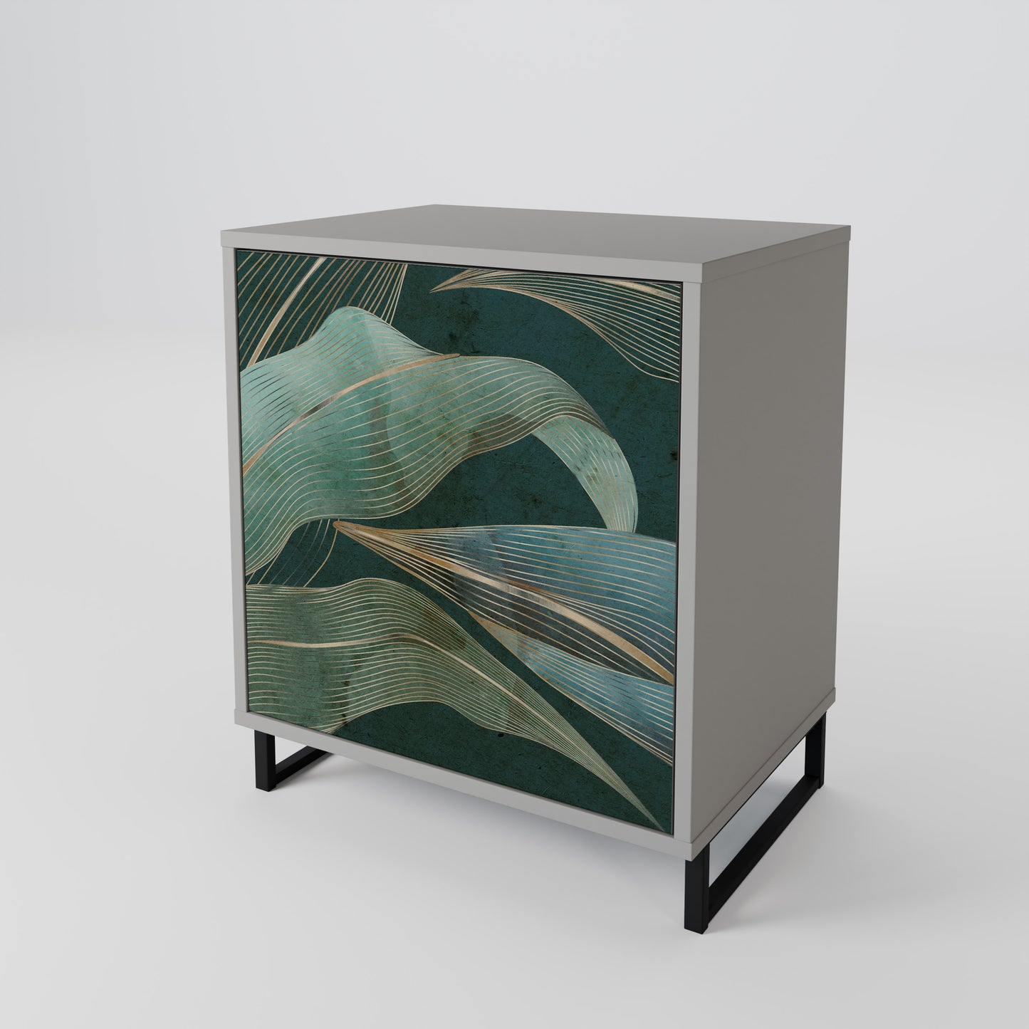 Credenza a 1 anta ROYAL GREEN con finitura grigia