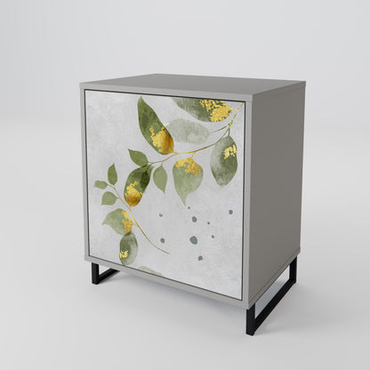 Credenza ELEGANT BOTANICS a 1 anta con finitura grigia