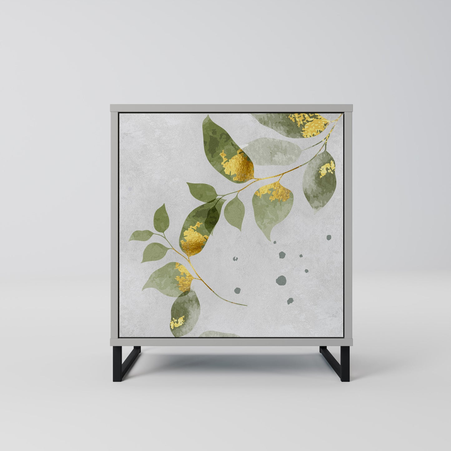 Credenza ELEGANT BOTANICS a 1 anta con finitura grigia