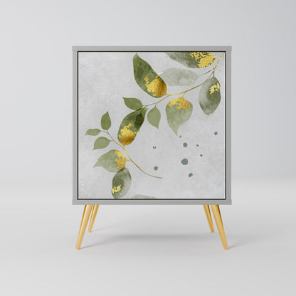 Credenza ELEGANT BOTANICS a 1 anta con finitura grigia