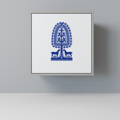 POLISH FOLK ART 1-Door Sideboard in Grey Finish