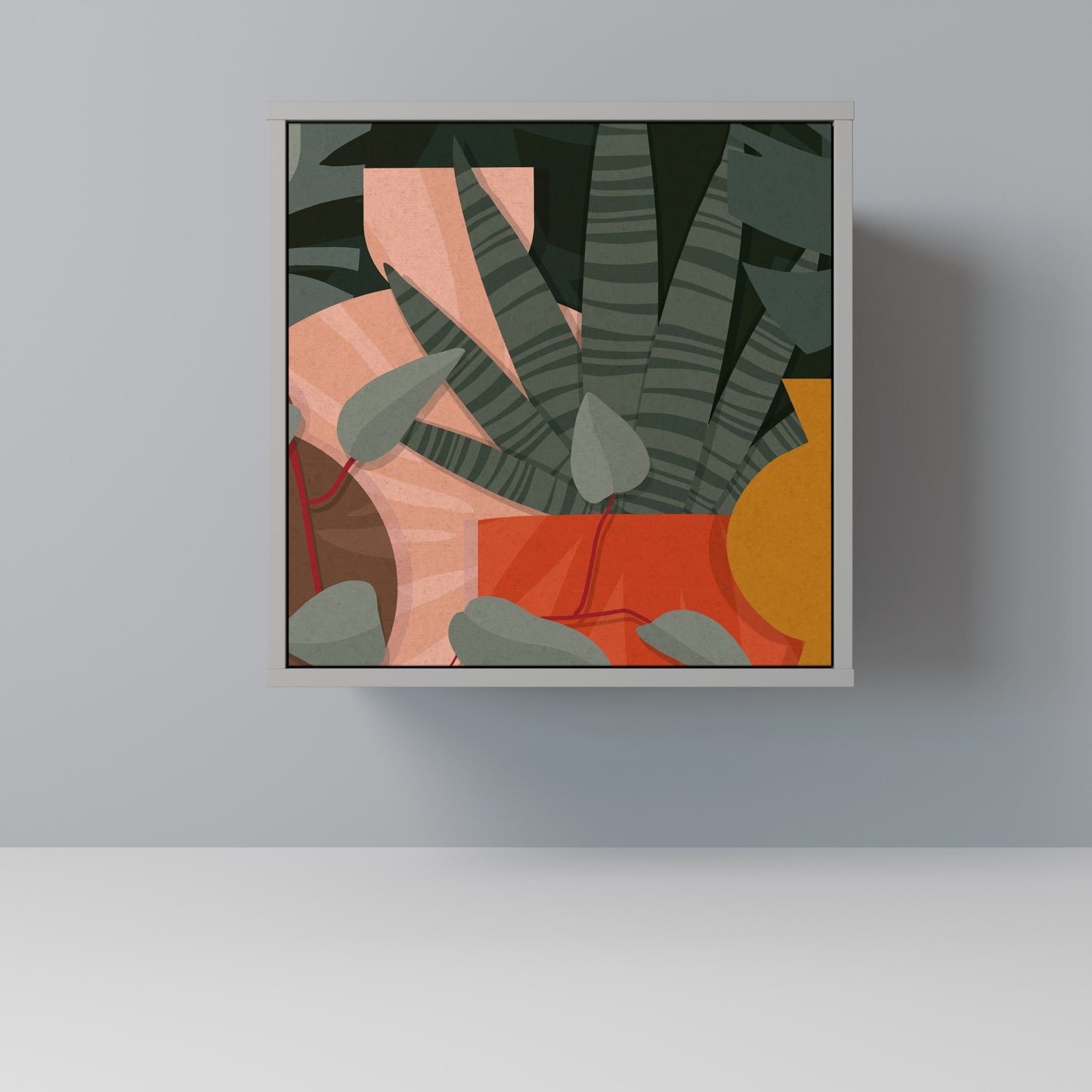 Credenza TROPICAL COMPOSITION a 1 anta in finitura grigia