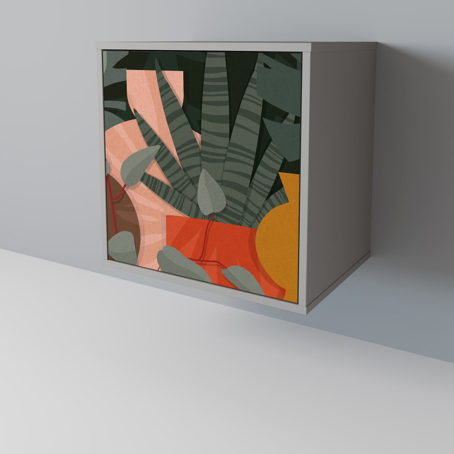 Credenza TROPICAL COMPOSITION a 1 anta in finitura grigia