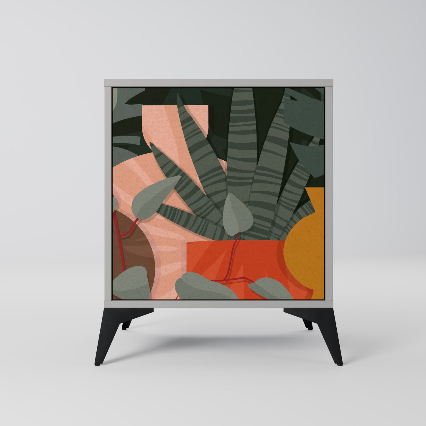 Credenza TROPICAL COMPOSITION a 1 anta in finitura grigia