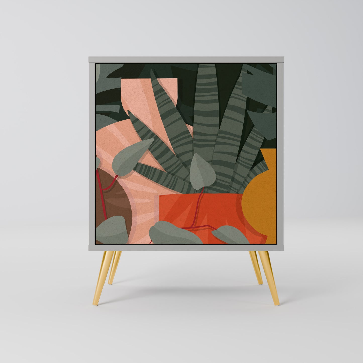 Credenza TROPICAL COMPOSITION a 1 anta in finitura grigia