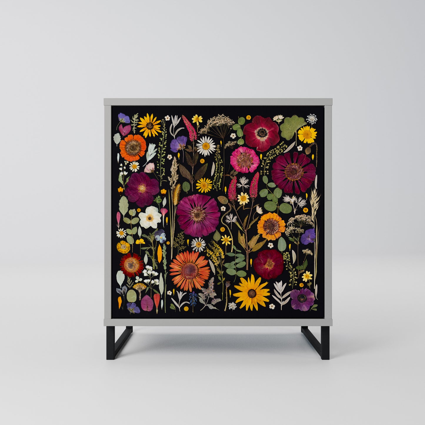 MIDNIGHT GARDEN 1-Door Sideboard in Grey Finish