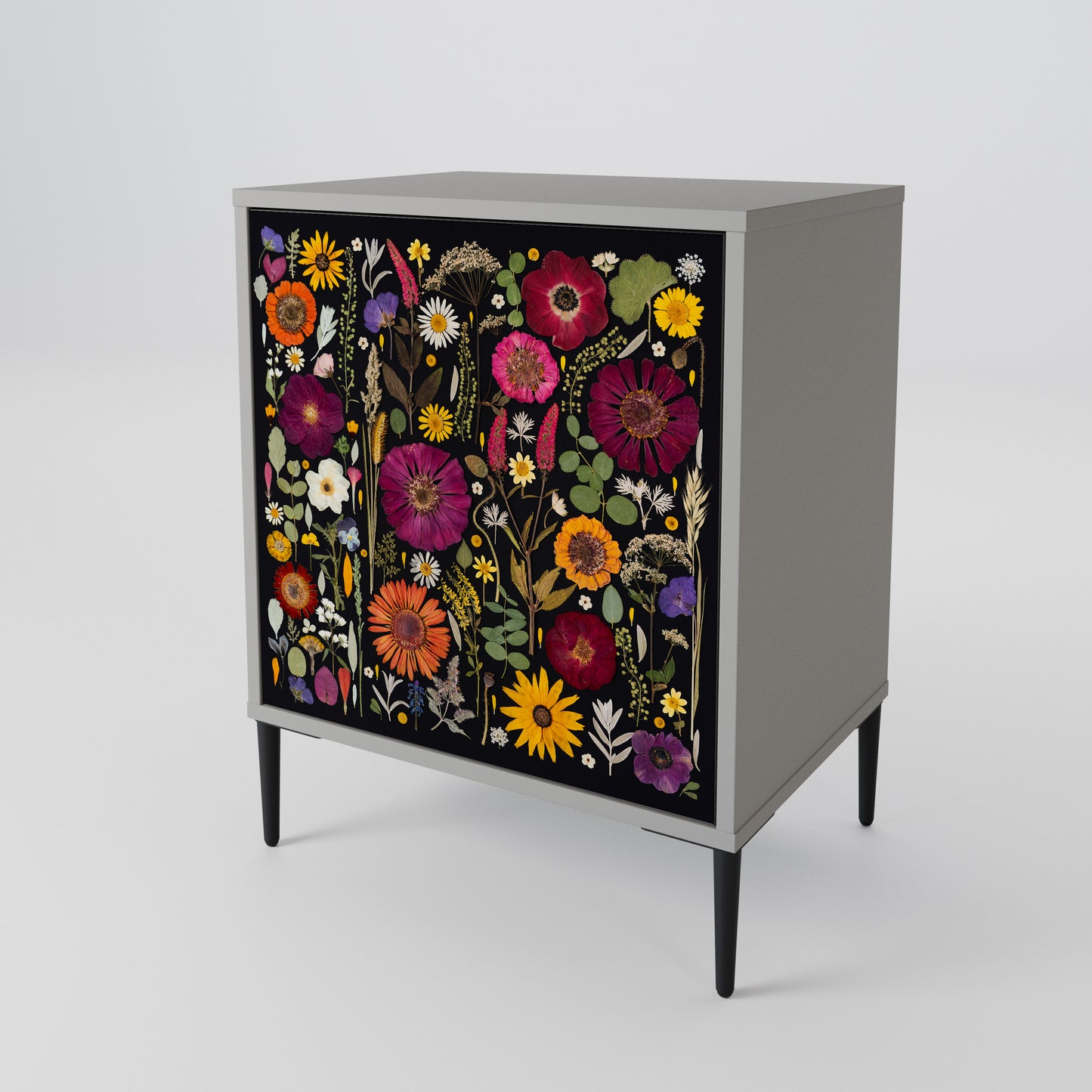 MIDNIGHT GARDEN 1-Door Sideboard in Grey Finish