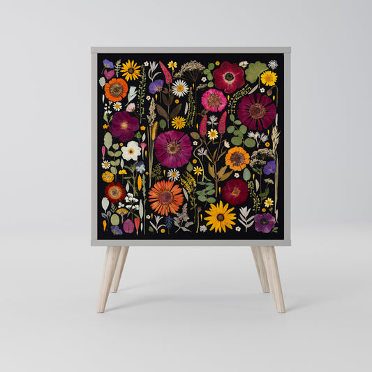 MIDNIGHT GARDEN Madia a 1 Anta in Finitura Grigia