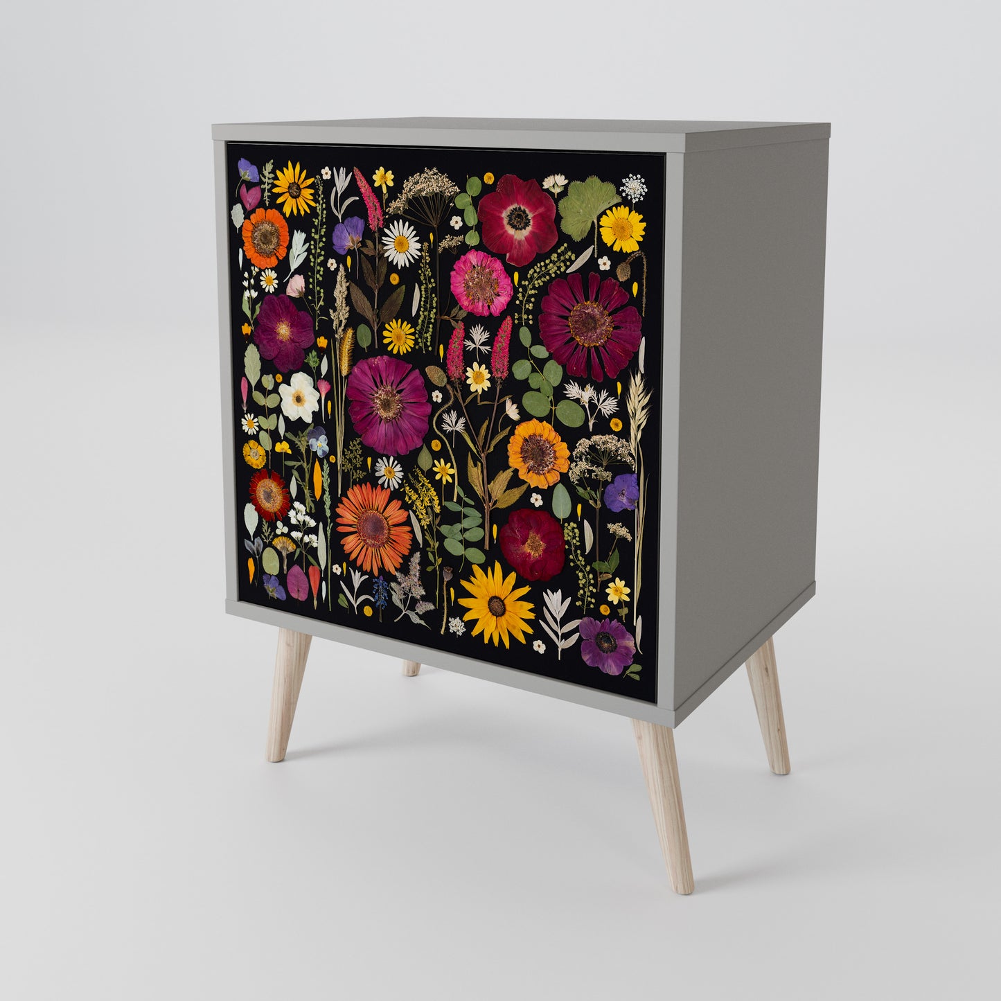 MIDNIGHT GARDEN 1-Door Sideboard in Grey Finish