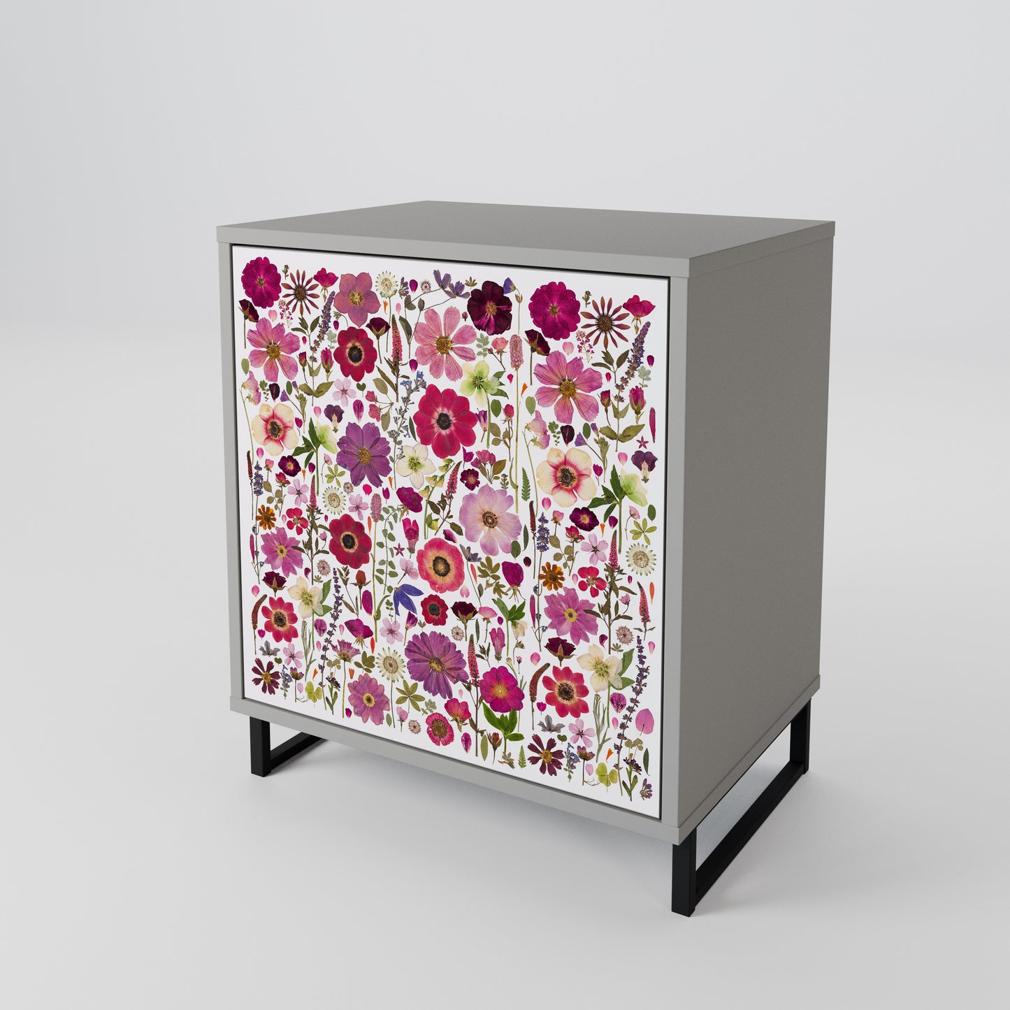 PETAL GARDEN 1-Door Sideboard in Grey Finish