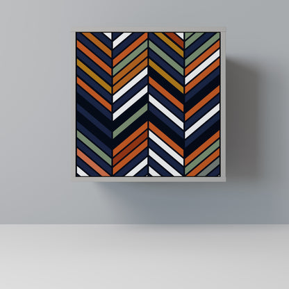 Credenza VIBRANT PATCHWORK a 1 anta con finitura grigia