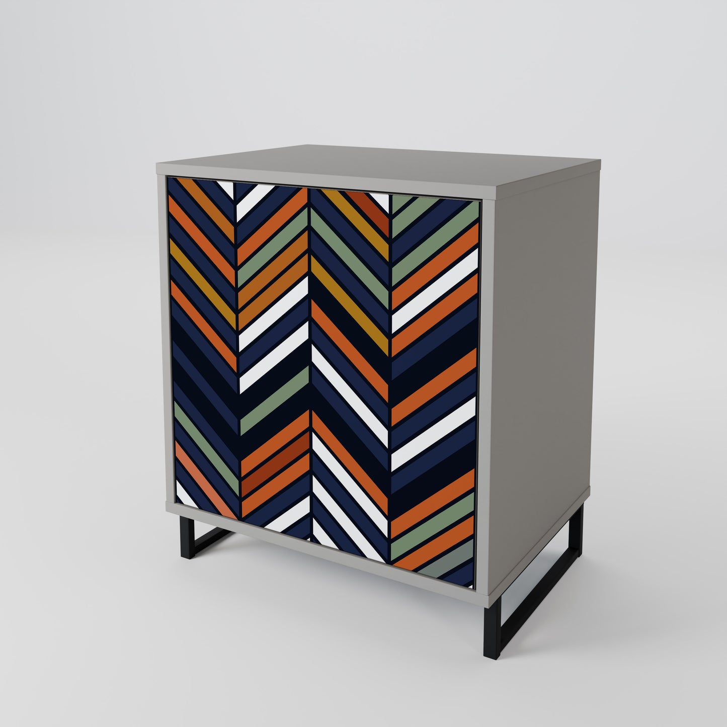 Credenza VIBRANT PATCHWORK a 1 anta con finitura grigia